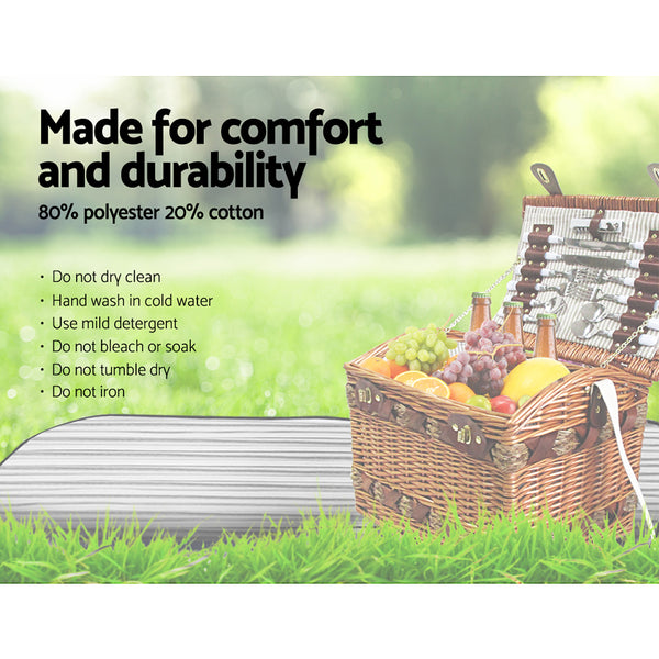 Alfresco 4 Person Picnic Basket Baskets Wicker Deluxe Outdoor Insulated Blanket Deals499