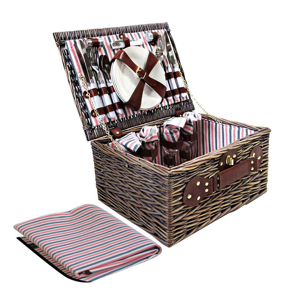 Alfresco 4 Person Picnic Basket Baskets Deluxe Outdoor Corporate Gift Blanket Deals499