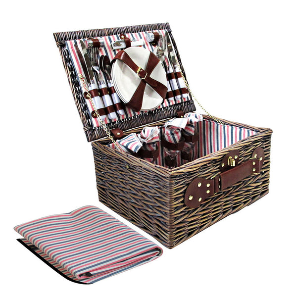 Alfresco 4 Person Picnic Basket Baskets Deluxe Outdoor Corporate Gift Blanket Deals499