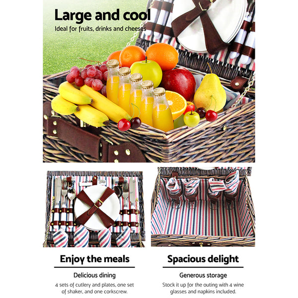 Alfresco 4 Person Picnic Basket Baskets Deluxe Outdoor Corporate Gift Blanket Deals499