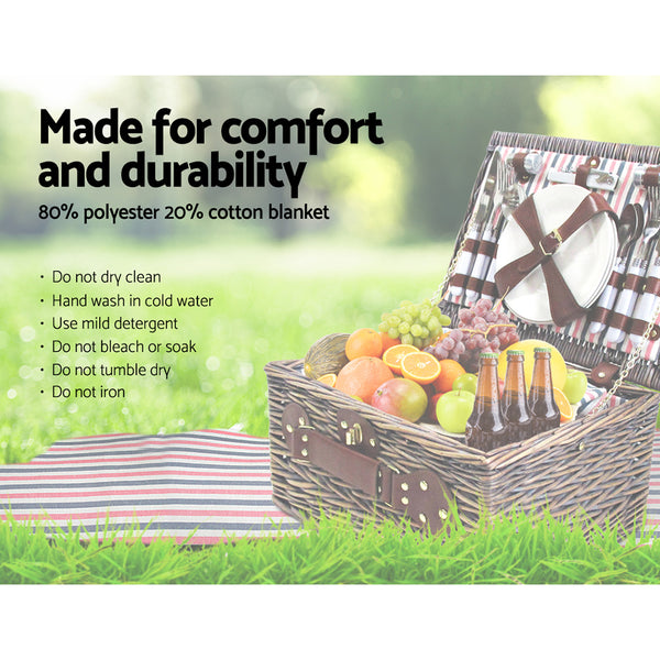 Alfresco 4 Person Picnic Basket Baskets Deluxe Outdoor Corporate Gift Blanket Deals499