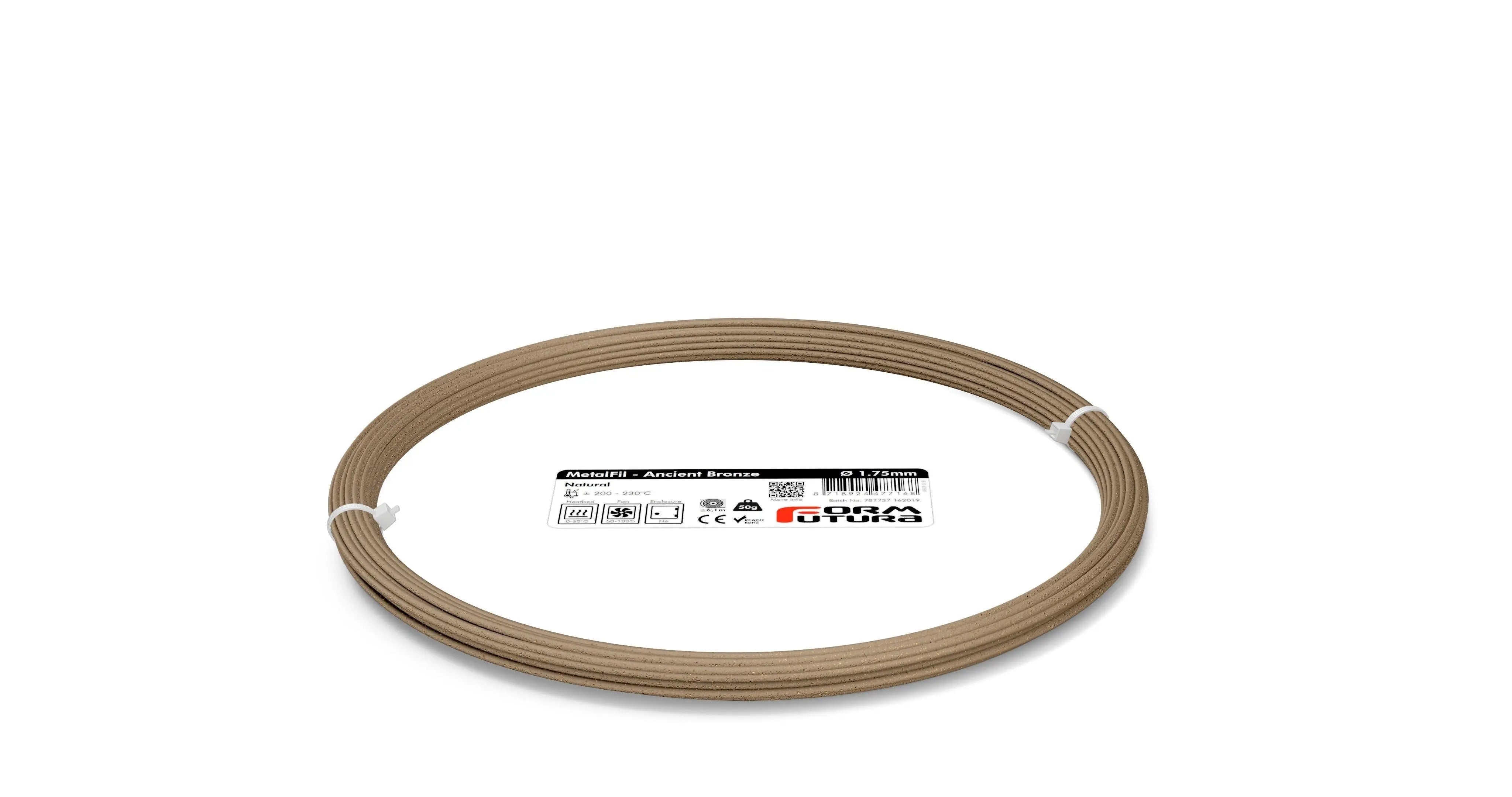 PLA Filament FormFortura MetalFil - Ancient Bronze available in Natural - 3D Printer Filament FORMFUTURA
