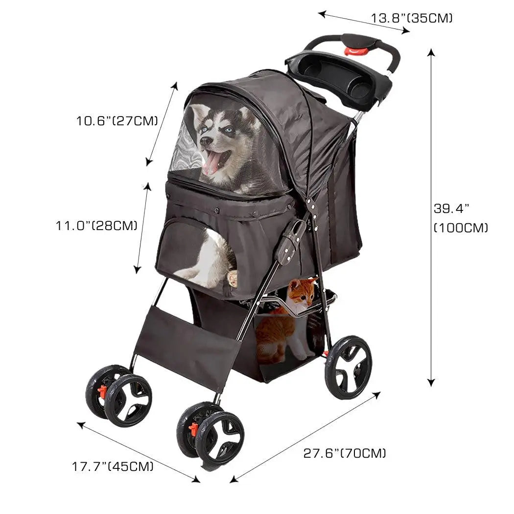 PaWz 4 Wheels Pet Stroller Dog Cat Cage Puppy Pushchair Travel Walk Carrier Pram Deals499