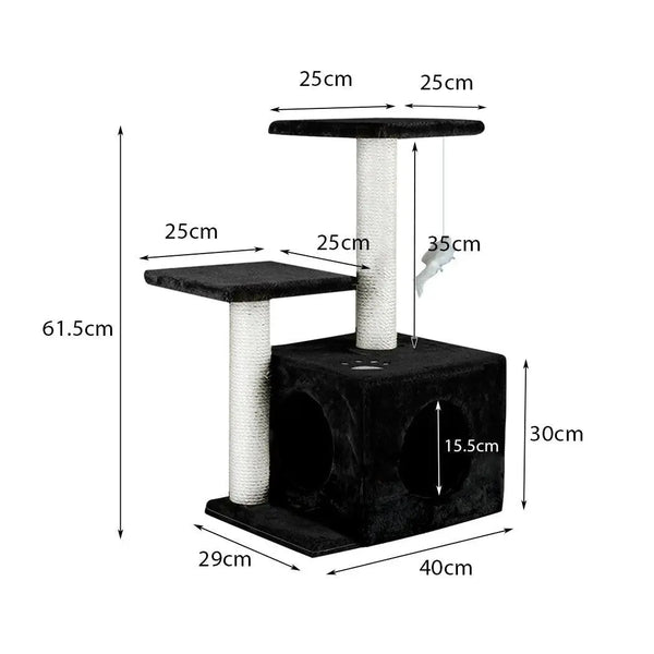 PaWz Cat Scratching Post Tree 0.6M Gym Home Condo Furniture Scratcher Pole Black Deals499