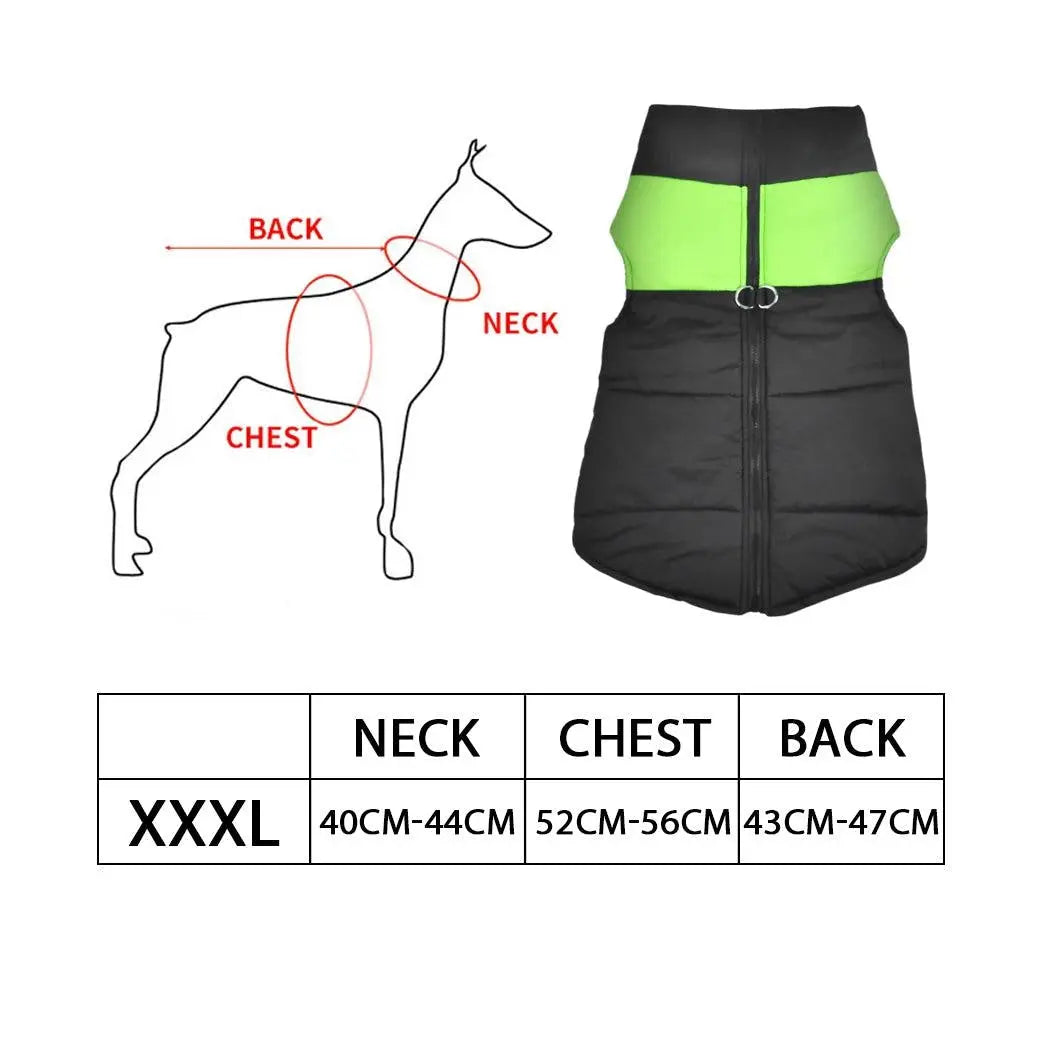 PaWz Dog Winter Jacket Padded Waterproof Pet Clothes Windbreaker Vest 3XL Green Deals499