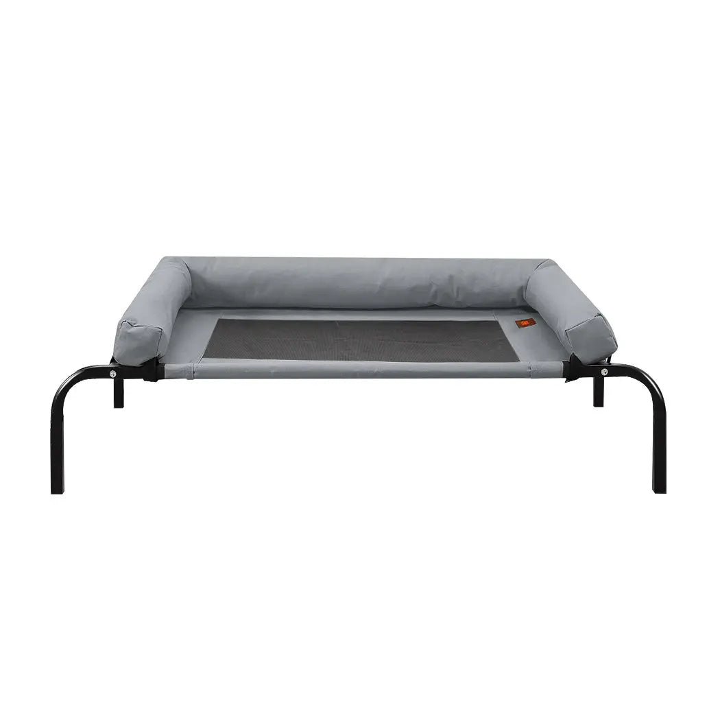 PaWz Heavy Duty Pet Bed Bolster Trampoline Dog Puppy Cat Hammock Mesh L Grey Deals499