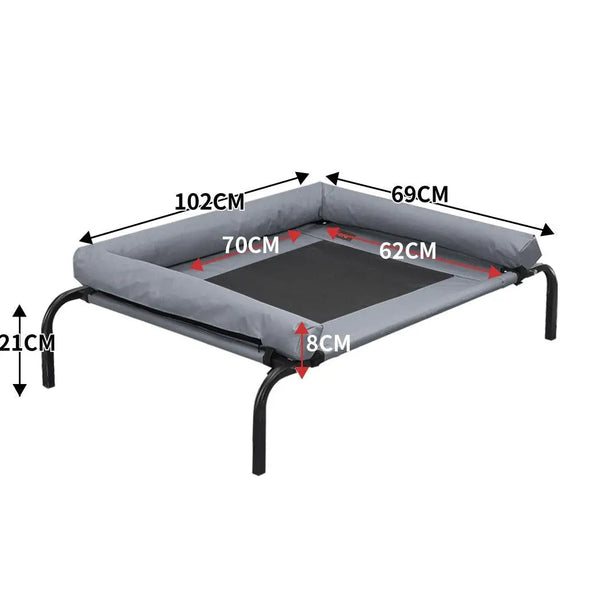PaWz Heavy Duty Pet Bed Bolster Trampoline Dog Puppy Cat Hammock Mesh L Grey Deals499