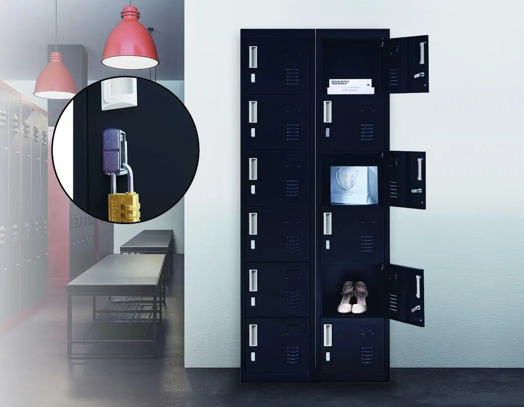 Padlock-operated Lock 6-Door Locker for Office Gym Shed School Home Storage Black Deals499