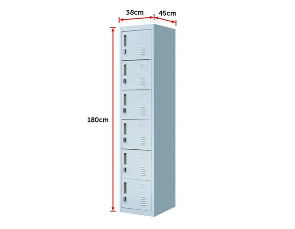 Padlock-operated Lock 6-Door Locker for Office Gym Shed School Home Storage Grey Deals499