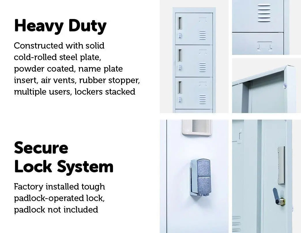 Padlock-operated Lock 6-Door Locker for Office Gym Shed School Home Storage Grey Deals499