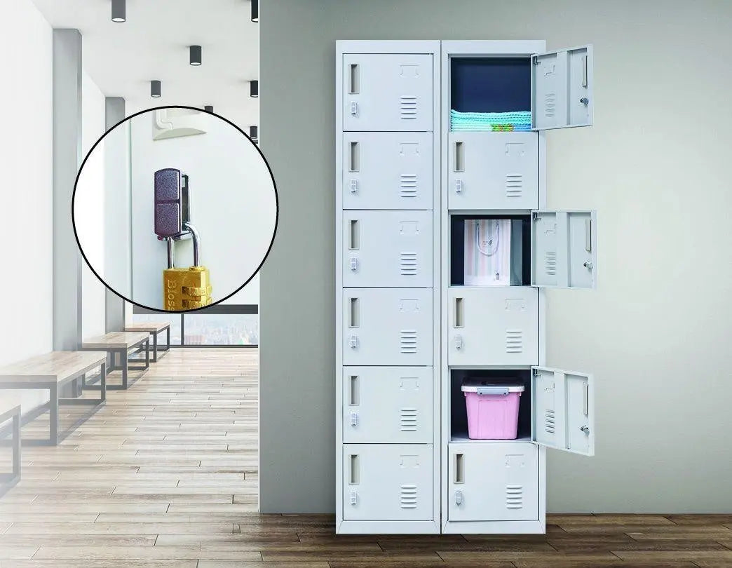 Padlock-operated Lock 6-Door Locker for Office Gym Shed School Home Storage Grey Deals499