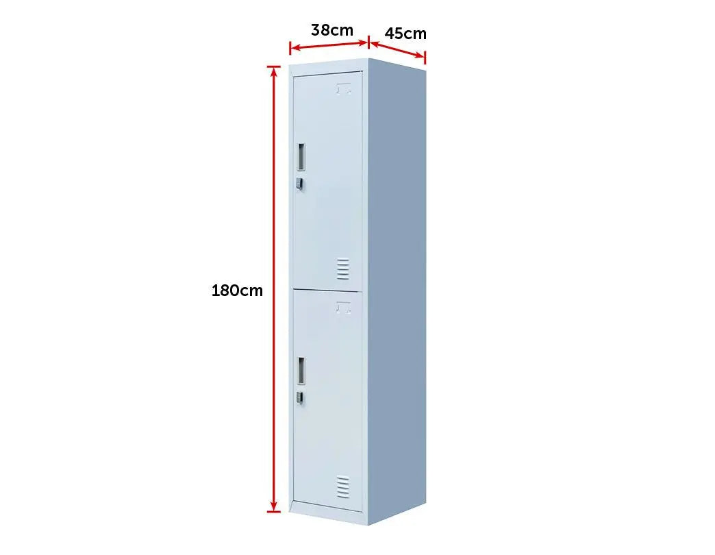 Padlock-operated lock 2-Door Vertical Locker for Office Gym Shed School Home Storage Grey Deals499