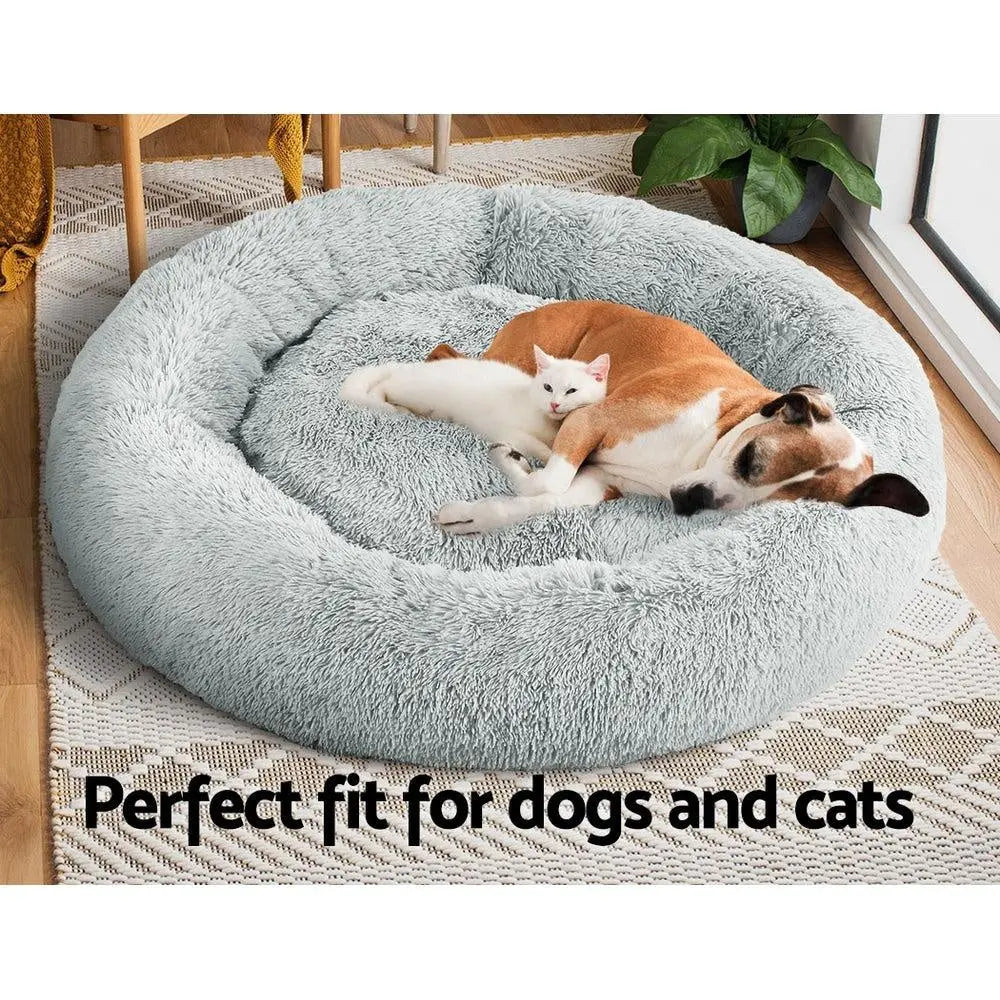 Pet Bed Dog Cat Calming Bed Extra Large 110cm Light Grey Sleeping Comfy Washable Deals499