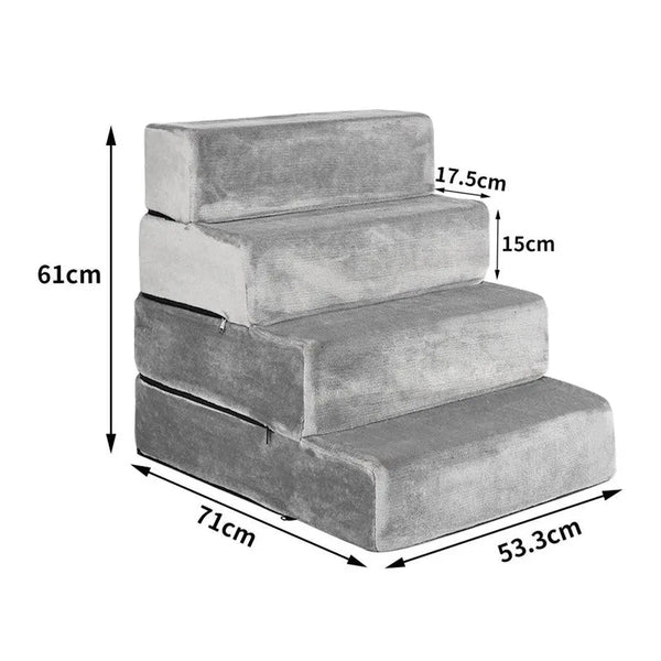 Pet Stairs 4 Steps Ramp Portable Adjustable Climbing Ladder Soft Washable XXL Deals499