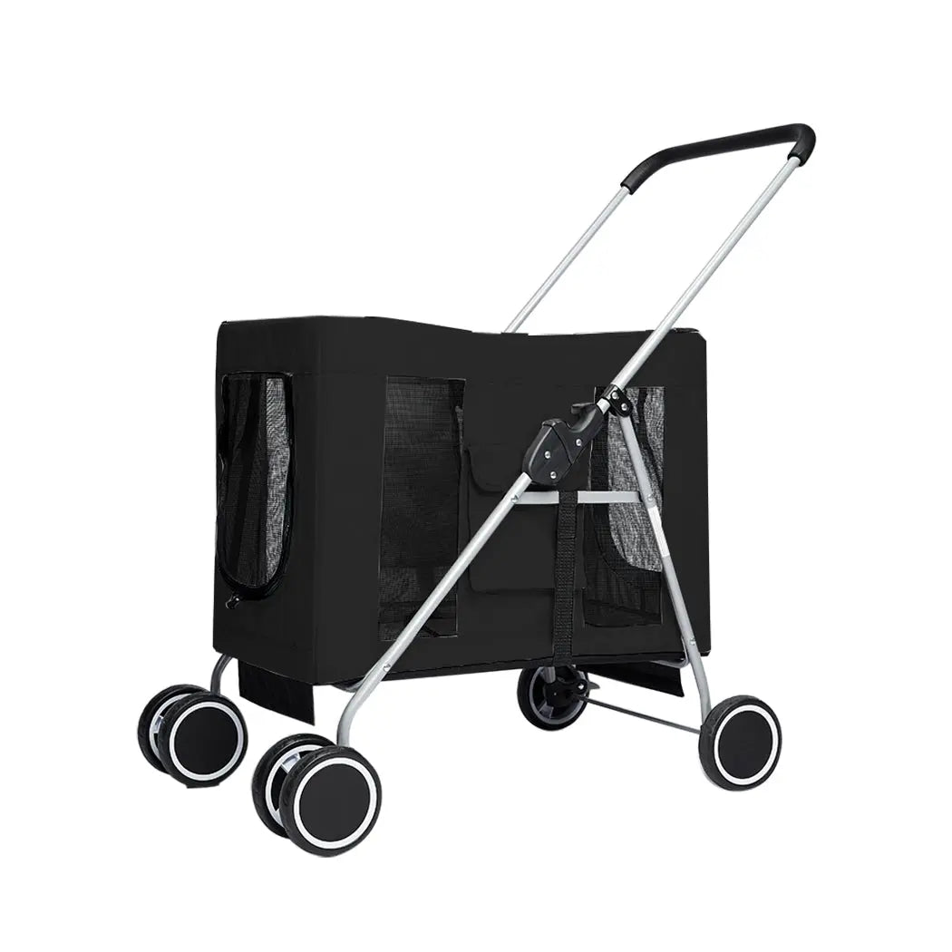 Pet Stroller Dog Cat Puppy Pram Travel Carrier 4 Wheels Pushchair Foldable Black Deals499