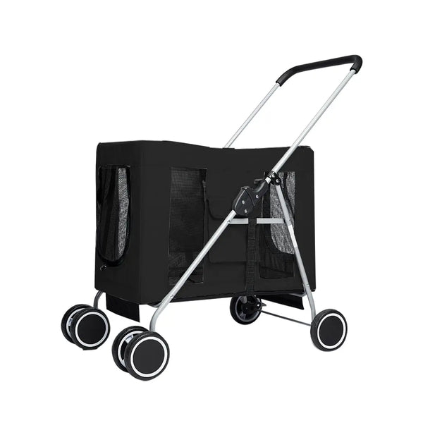 Pet Stroller Dog Cat Puppy Pram Travel Carrier 4 Wheels Pushchair Foldable Black Deals499