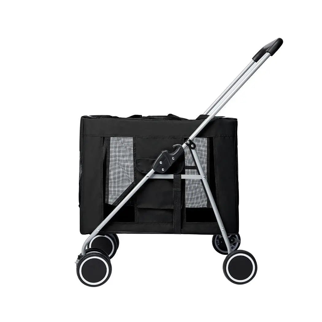 Pet Stroller Dog Cat Puppy Pram Travel Carrier 4 Wheels Pushchair Foldable Black Deals499