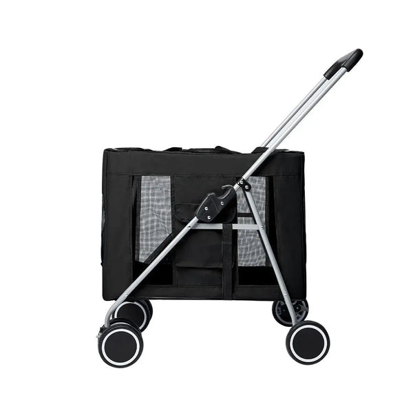 Pet Stroller Dog Cat Puppy Pram Travel Carrier 4 Wheels Pushchair Foldable Black Deals499