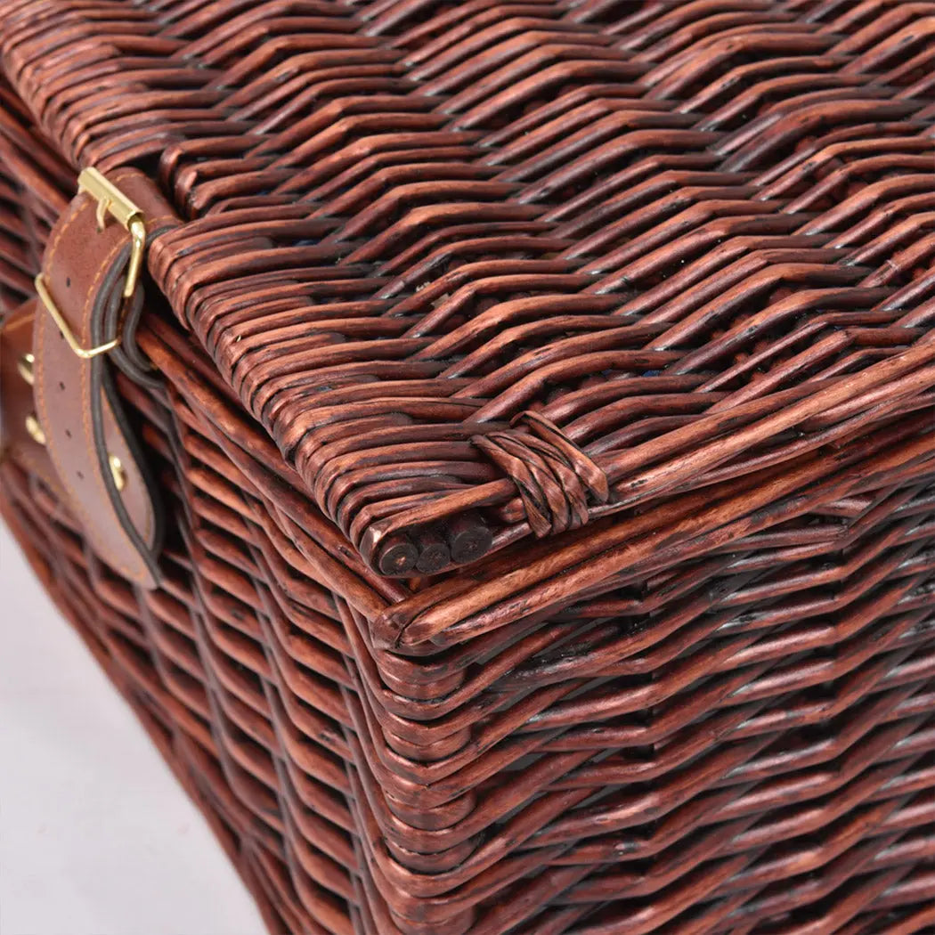 Picnic Basket 4 Person Baskets Set Insulated Wicker Outdoor Blanket Gift Storage Deals499