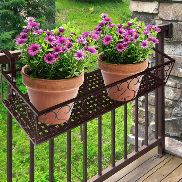 Plant Holder Plant Stand Hanging Flower Pot Basket Garden Wall Rack Shelf Rectangle Bronze Deals499