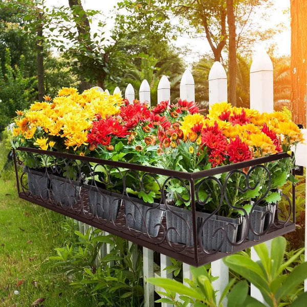 Plant Holder Plant Stand Hanging Flower Pot Basket Garden Wall Rack Shelf Rectangle Bronze Deals499
