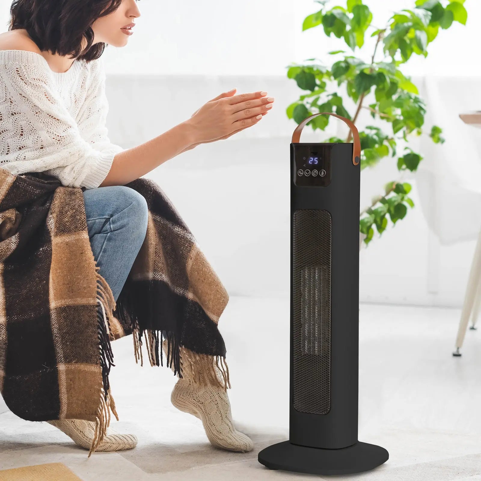 Pursonic Electric Ceramic Tower Heater Portable Oscillating Remote Control - Black Deals499