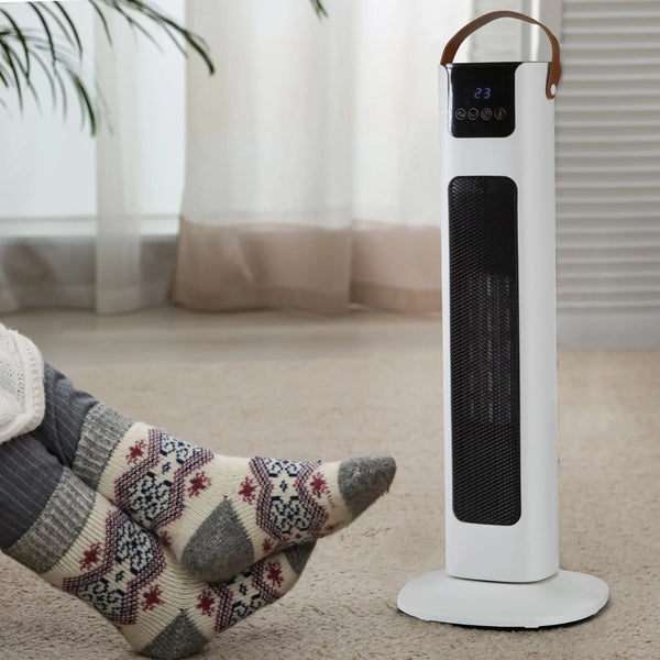 Pursonic Electric Ceramic Tower Heater Portable Oscillating Remote Control - White Deals499