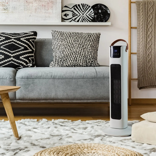 Pursonic Electric Ceramic Tower Heater Portable Oscillating Remote Control - White Deals499