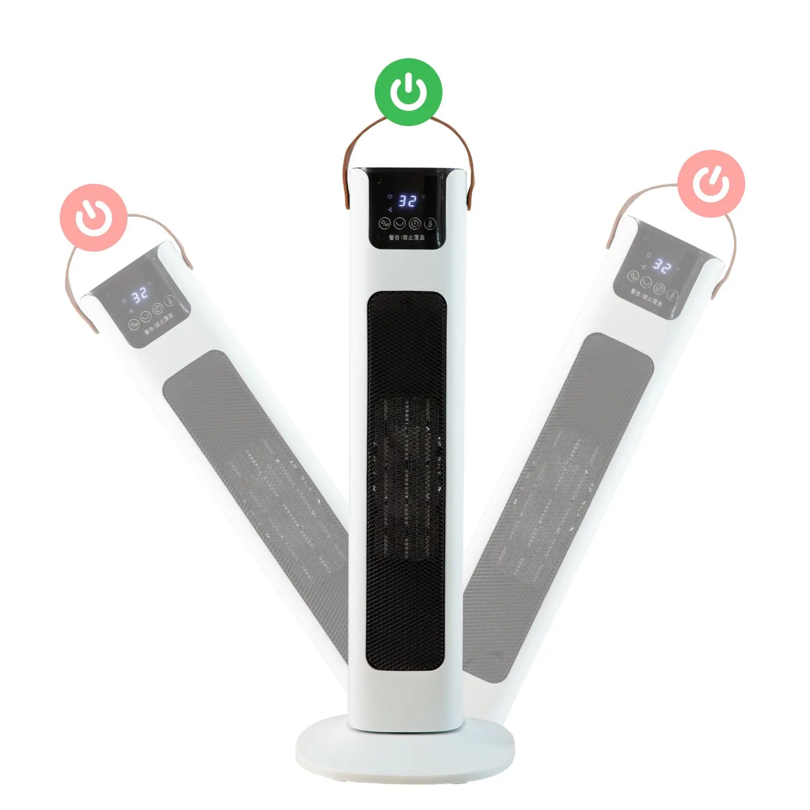 Pursonic Electric Ceramic Tower Heater Portable Oscillating Remote Control - White Deals499