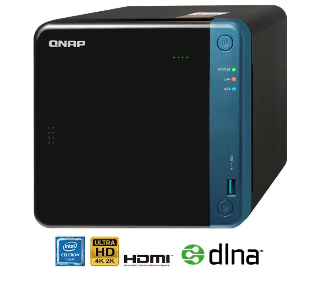 QNAP TS-453BE-4G 4-Bay NAS Intel Celeron J3455 Quad-Core ~2.3GHz 4GB DDR3 1xPCIe 2xHDMI 4K 2xGigabit LAN 5xUSB3.0 Hot-swappable QNAP