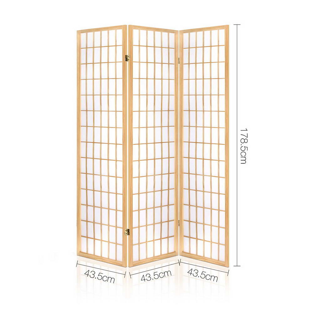 Artiss Room Divider Screen Wood Timber Dividers Fold Stand Wide Beige 3 Panel Deals499