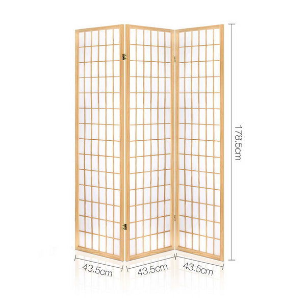 Artiss Room Divider Screen Wood Timber Dividers Fold Stand Wide Beige 3 Panel Deals499