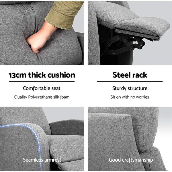 Artiss Fabric Reclining Armchair - Grey Deals499