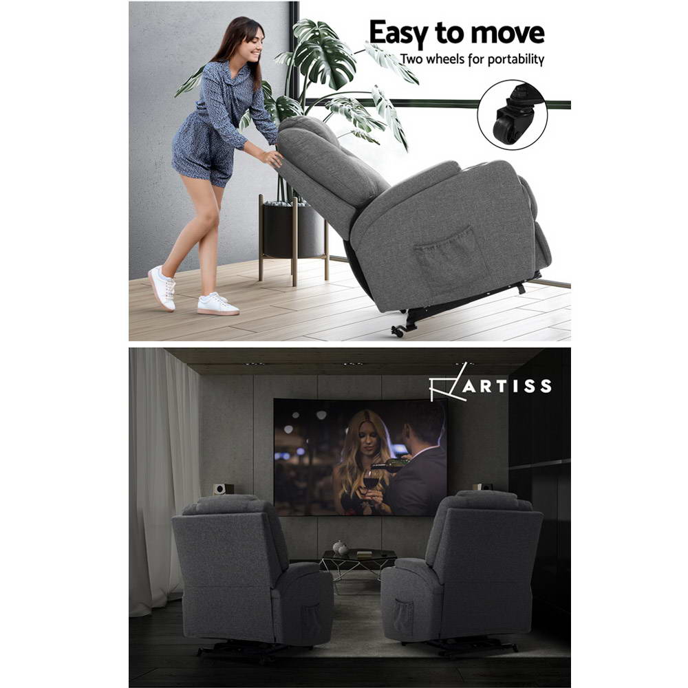 Artiss Electric Massage Chair Recliner Sofa Lift Motor Armchair Heating Fabric Deals499