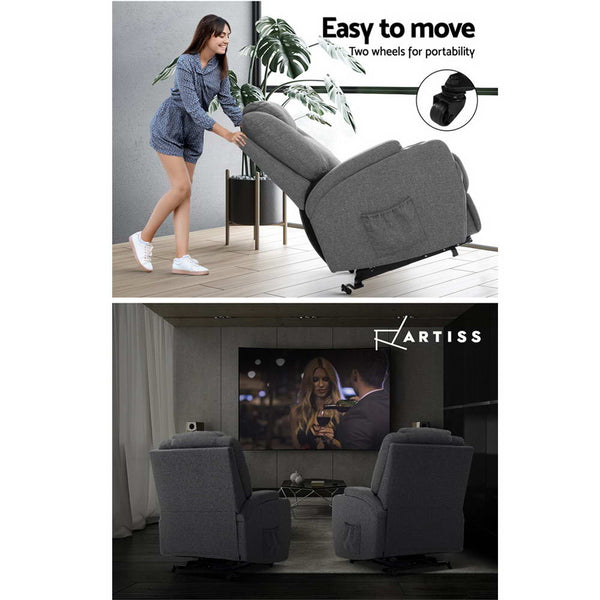 Artiss Electric Massage Chair Recliner Sofa Lift Motor Armchair Heating Fabric Deals499