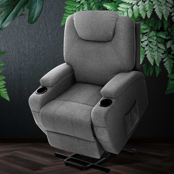 Artiss Electric Massage Chair Recliner Sofa Lift Motor Armchair Heating Fabric Deals499