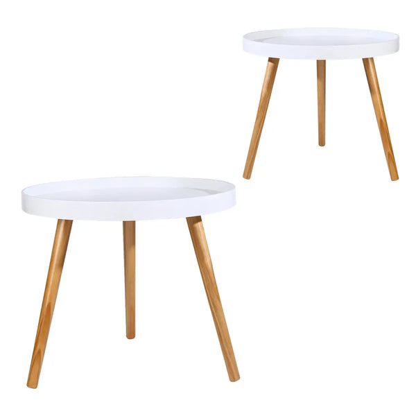 Round Bedside Table Large Side Table Bedroom Modern Furniture Set of 2 Deals499