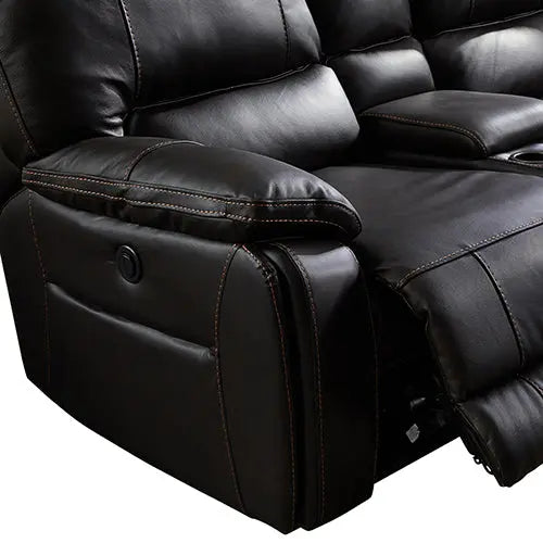 Round Corner Genuine Leather Dark Brown Electric Recliner with 2x Cup Holders Lounge Set for Living Room Deals499
