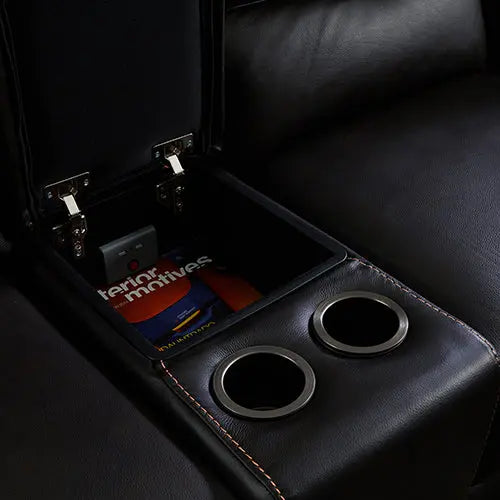 Round Corner Genuine Leather Dark Brown Electric Recliner with 2x Cup Holders Lounge Set for Living Room Deals499