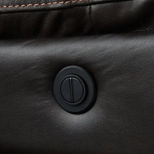 Round Corner Genuine Leather Dark Brown Electric Recliner with 2x Cup Holders Lounge Set for Living Room Deals499