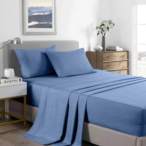 Royal Comfort 2000 Thread Count Bamboo Cooling Sheet Set Ultra Soft Bedding Denim Queen Deals499