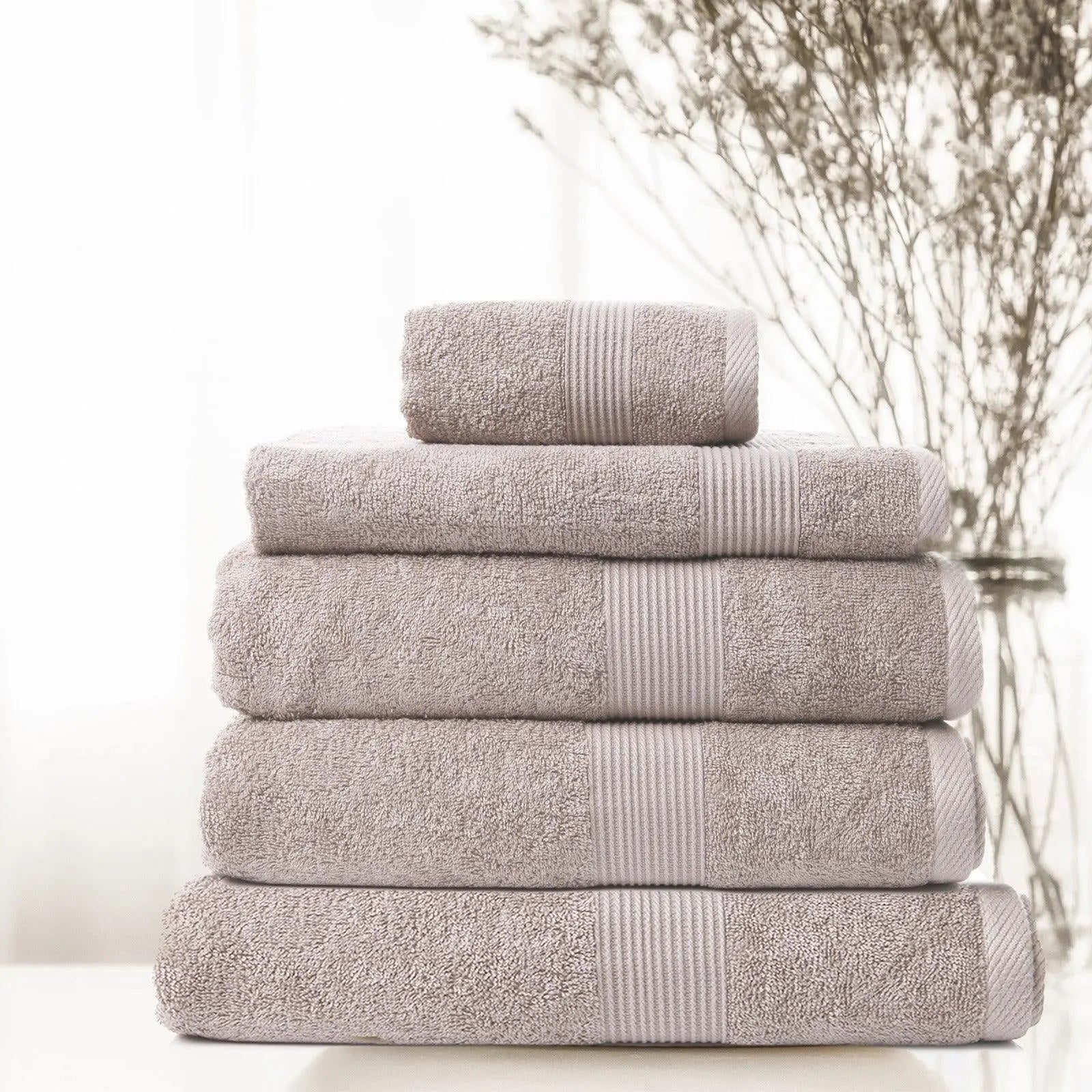 Royal Comfort 5 Piece Cotton Bamboo Towel Set 450GSM Luxurious Absorbent Plush Champagne Deals499