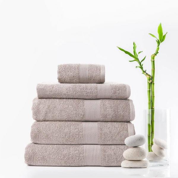 Royal Comfort 5 Piece Cotton Bamboo Towel Set 450GSM Luxurious Absorbent Plush Champagne Deals499