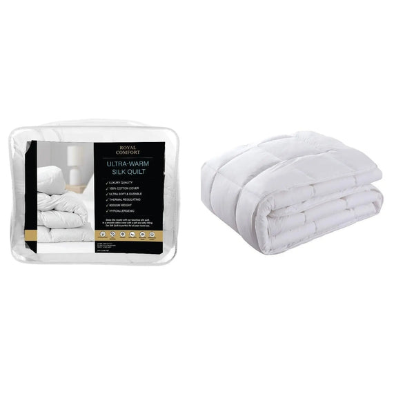 Royal Comfort 800GSM Silk Blend Quilt Duvet Ultra Warm Winter Weight Doona Queen White Deals499