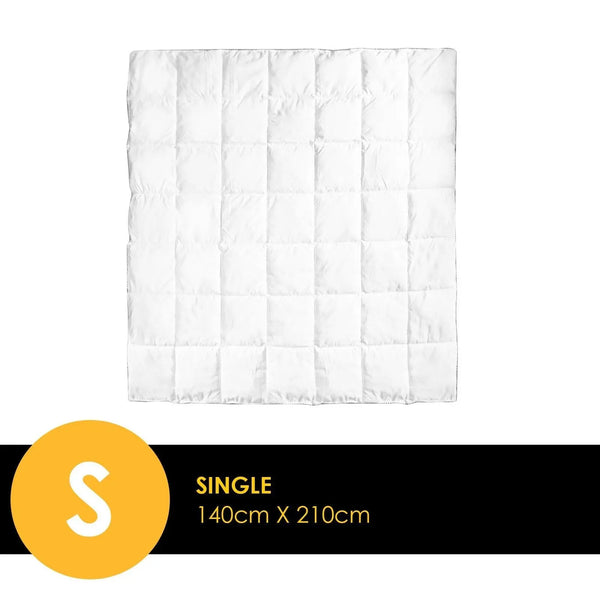 Royal Comfort Bamboo Blend Quilt 250GSM Luxury Doona Duvet 100% Cotton Cover Single White Deals499