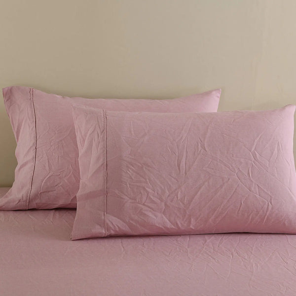 Royal Comfort Flax Linen Blend Sheet Set Bedding Luxury Breathable Ultra Soft Mauve Queen Deals499