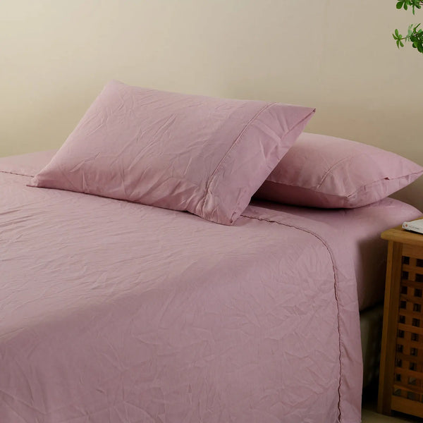 Royal Comfort Flax Linen Blend Sheet Set Bedding Luxury Breathable Ultra Soft Mauve Queen Deals499