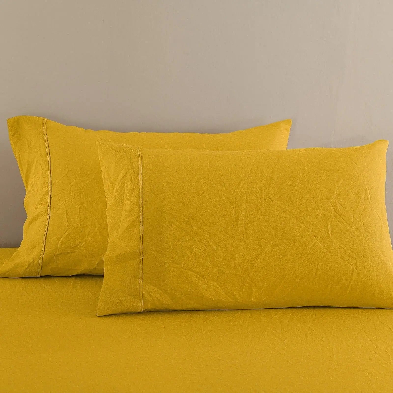 Royal Comfort Flax Linen Blend Sheet Set Bedding Luxury Breathable Ultra Soft Mustard Gold King Deals499