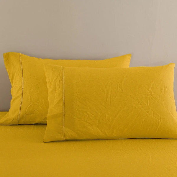 Royal Comfort Flax Linen Blend Sheet Set Bedding Luxury Breathable Ultra Soft Mustard Gold King Deals499