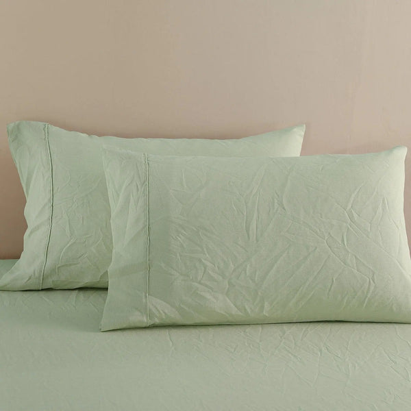 Royal Comfort Flax Linen Blend Sheet Set Bedding Luxury Breathable Ultra Soft Sage Green King Deals499
